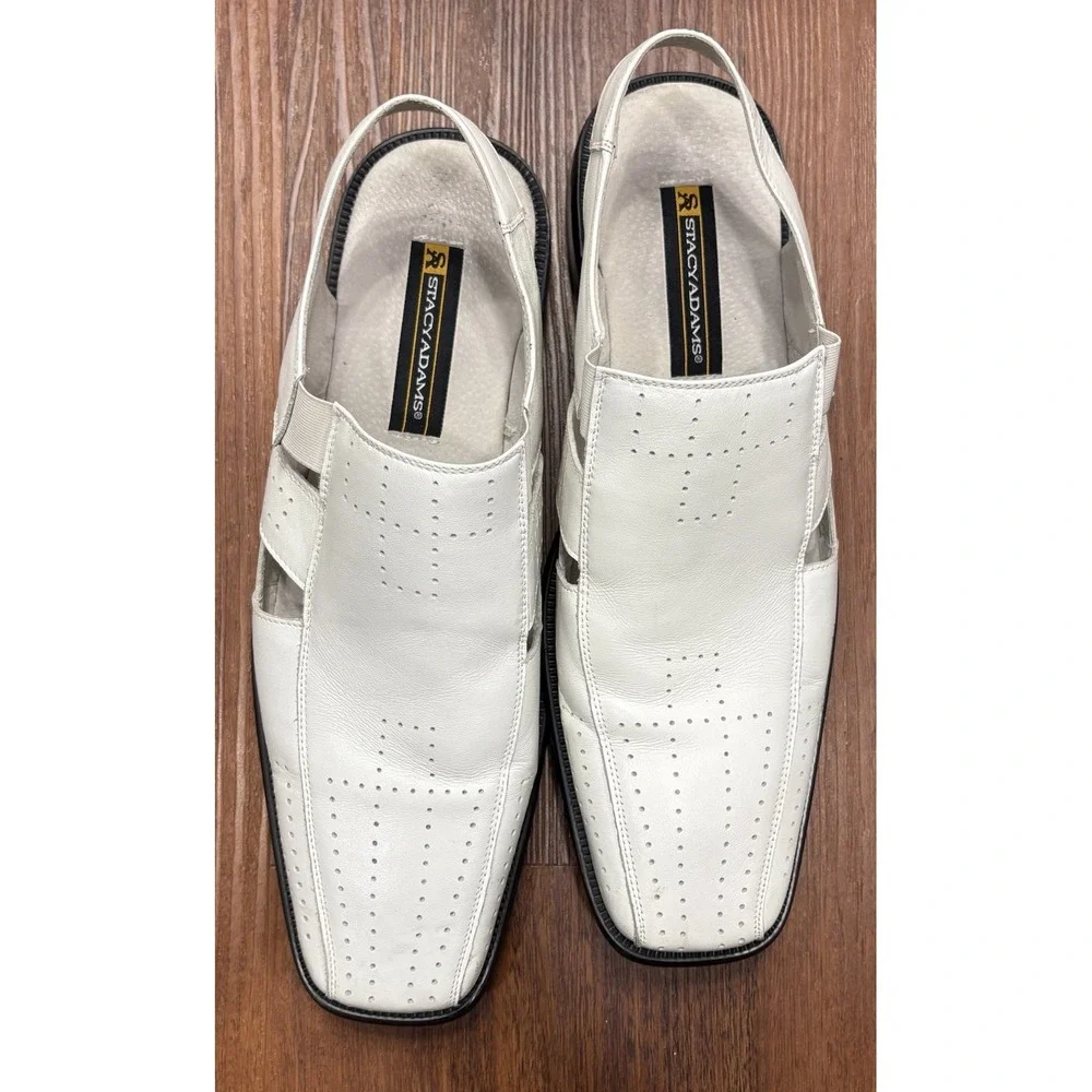 Stacy Adams Mens Calvino‎ City Leather Sandal Flat White Size 11